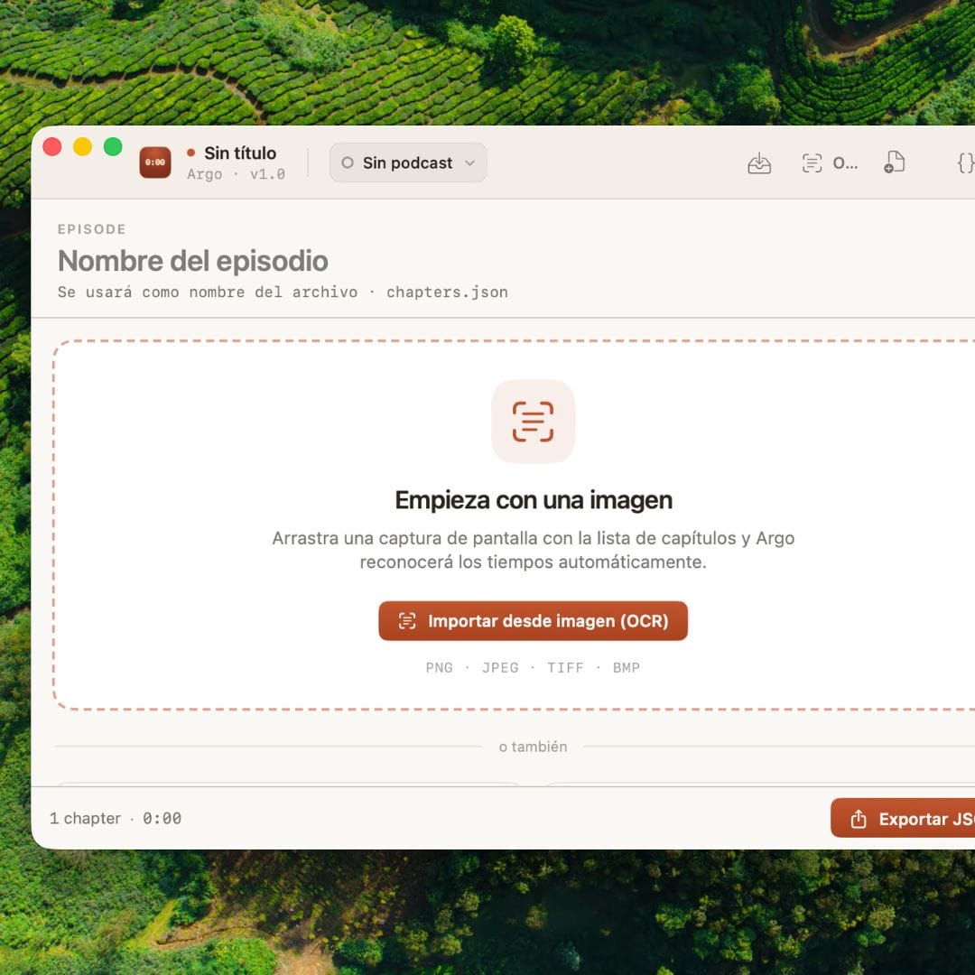 Argo, una app para crear chapters de Podcasting 2.0 en el Mac